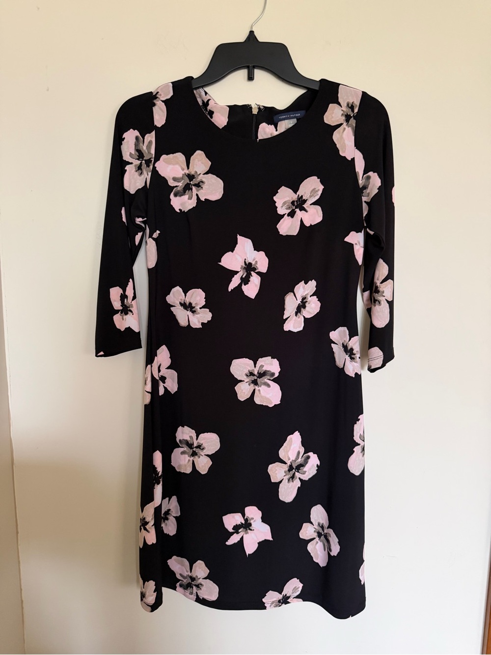 Tommy Hilfiger Black Shift Dress with Pink Floral Print